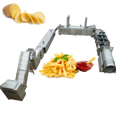 Continuous High Output Potato Chips Line 180 KG Cutting Oiling Packing Production Line