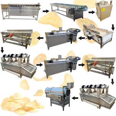 Continuous High Output Potato Chips Line 180 KG Cutting Oiling Packing Production Line