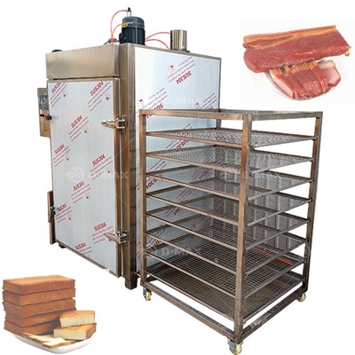 30kg/batch High Speed Smoked Fish Meat Baking Oven with Trolley and Smoking Device