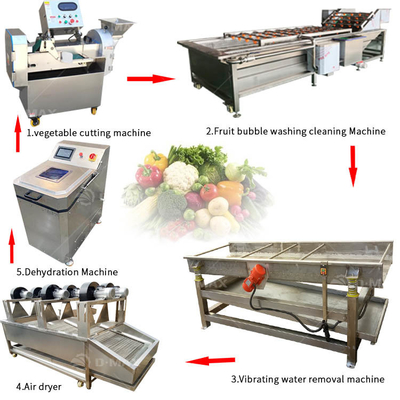 High Speed Vegetable Processing Line with 3.75kw Power and Bubble Cleaning Technology