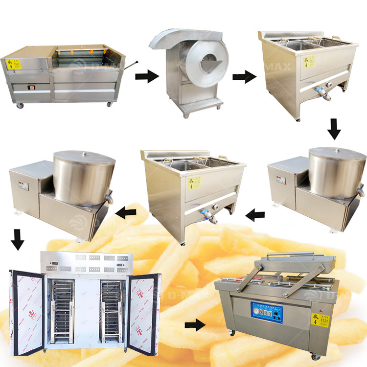 Frozen French Fries Making Production Line Semi Automatic Fresh Potato Chips Making Machine