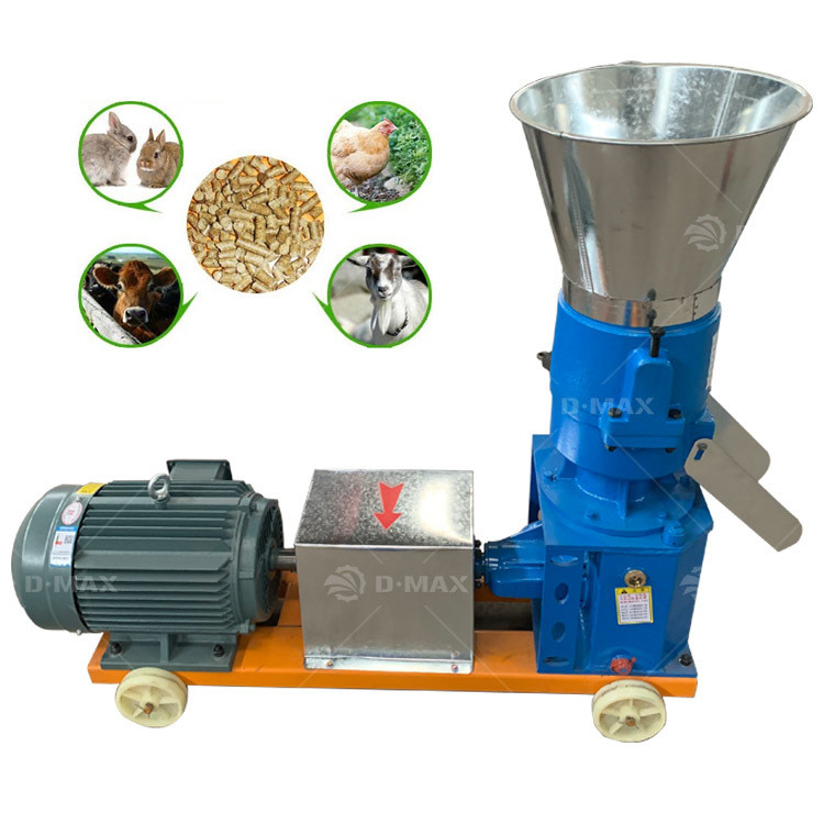 Animal Feed Pellet Making Machine with Adjustable Pellet Size and Flat Die Pressing